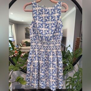 Universal Thread Blue and White Floral Smocked Waist Sundress